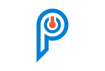 letter p power logo icon - obrazy, fototapety, plakaty
