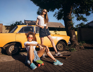 The concept of the friendship of two girls. Girls