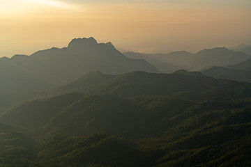 Landscape of the mountains that alternate into layers.