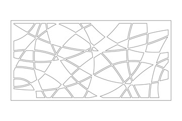 Set decorative card for cutting. Mosaic line pattern. Laser cut panel. Ratio 1:2. Vector illustration.