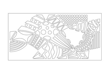 Set decorative card for cutting. Doodle line pattern. Laser cut panel. Ratio 1:2. Vector illustration.