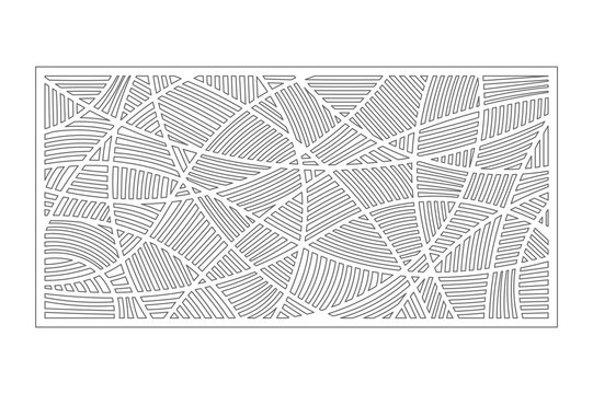Set decorative card for cutting. Mosaic line pattern. Laser cut panel. Ratio 1:2. Vector illustration.