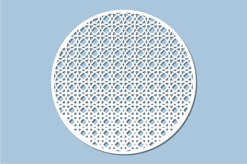 Set decorative circle card for cutting. Arabesque pattern. Laser cut panel. Vector illustration.