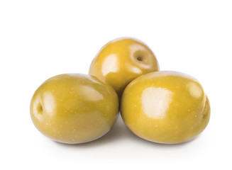 Ripe green Olive berries isolated on white