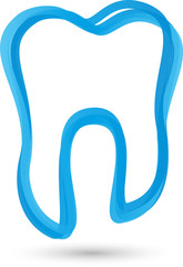 Zahn in blau, Zahnmedizin und Zahn Logo