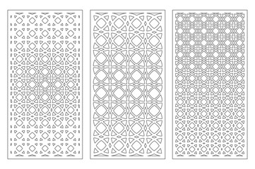 Set decorative card for cutting. Arabesque pattern. Laser cut panel. Ratio 1:2. Vector illustration.
