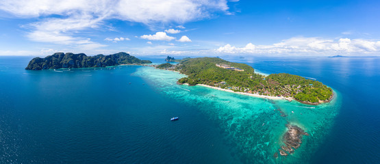 seascape aerial view and phi phi island kra bi Thailand
