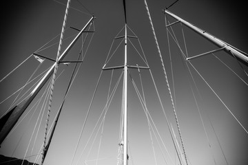 Fototapeta premium Masts of three sailing boats.