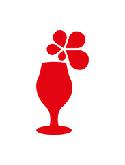 red glass with flower drink