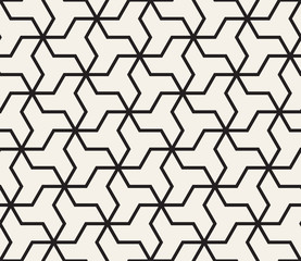 Vector seamless geometric pattern. Simple abstract thin lines lattice. Repeating shapes stylish triple shapes tiling.