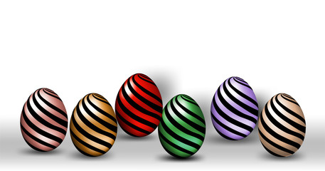 Fototapeta na wymiar Happy easter eggs with different texture on a white backgroundcard,elements,vector,flyers,invitation,brochure,banners,posters spring holiday