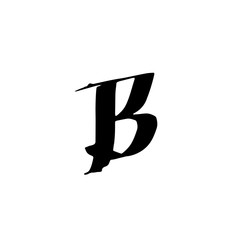 Letter B. Unique old dry brush grunge lettering. Vector illustration.