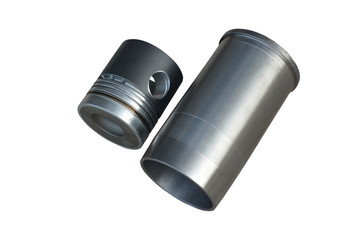 spare parts pistons and cylinders for an internal combustion engine on a white background