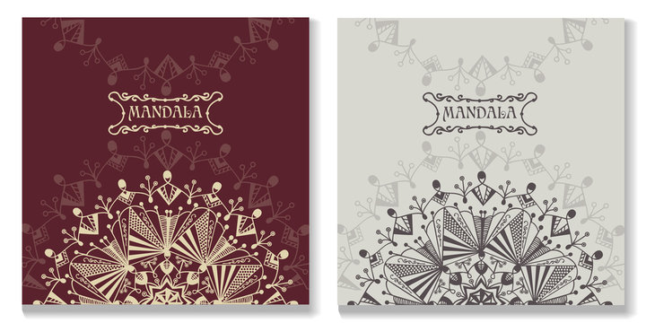 Template for yoga studio or event, wedding invitation, gift certificate, postcard, business card, coloring book, phone case print or fashion design. Vector illustration EPS 10.