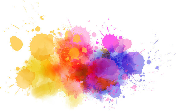 Multicolored splash watercolor blot