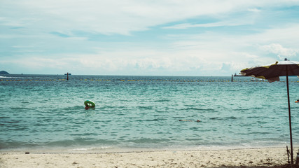 Sea view tropical beach with sunny sky on Samea beach of KHAOLAN island,PATTAYA THAILAND.