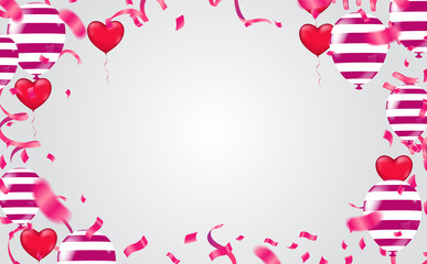 Valentines day. banner template background Colorful Balloons. Win, Party & Sale Design