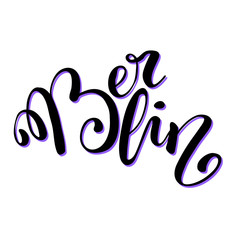 Berlin city name handwritten lettering. Germany capital calligraphic vector sign on white background