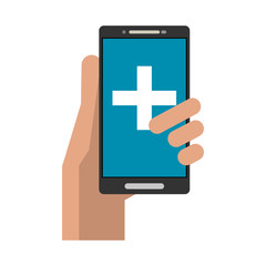 Fototapeta premium hand using smartphone medical app