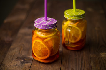 Refreshing drink of lemon and orange