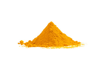 Turmeric powder heap isolated on white