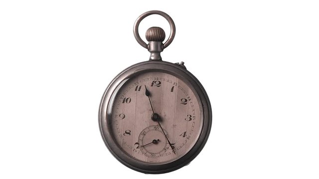 old pocket watch isolated on white background