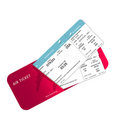 Boarding pass folder. Vector illustration of airline boarding pass. Boarding pass ticket with pocket folder.