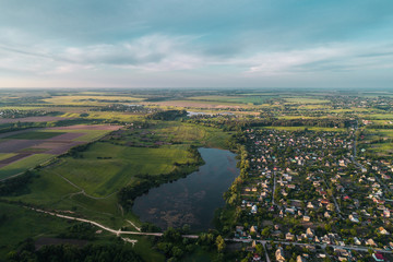 Fototapeta premium Aerial view over the lakes