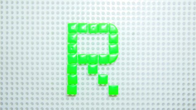 stop motion of the letter R creating one pixel at the time, made with children toys