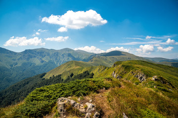 Mountain scenery in a warm sunny day.