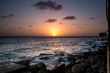 City & Travel: Sunset at the beach of Pietermaai (Willemstad) in Curacao