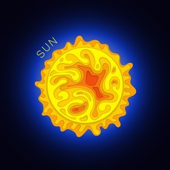 Sun. Star in paper cut style. Vector