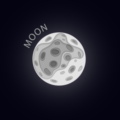 Moon. Planet in paper cut style. Vector