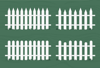 Wooden fence in white color. Vector illustration. Vector gate with realistic wood patterns.