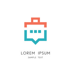Chat and briefcase logo - portfolio and message symbol. Business communication and effective speaking vector icon.
