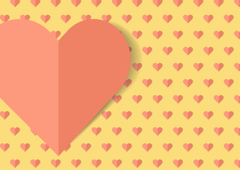 Valentine Day with Heart for Love Pastel Orange Heart on Yellow Background Illustration