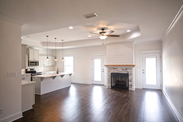 Open Living Dining Room Kitchen Floor Plan in New Construction Home
