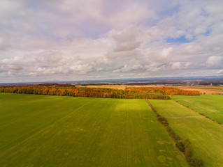 Aerial view of some rural fall color landscape