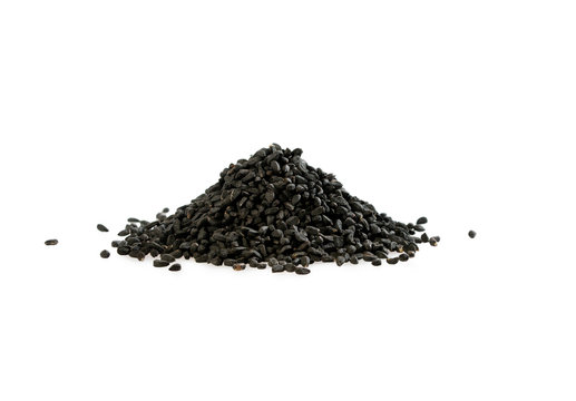 Black cumin seed on white