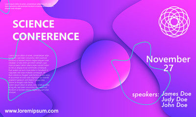 Science conference flyer template. Fluid back. 