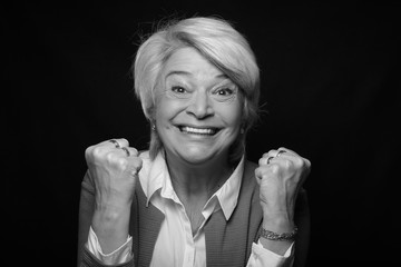 Portrait of a mature woman doing facial expressions