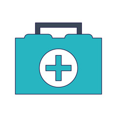 Obraz premium first aids medical suitcase blue lines