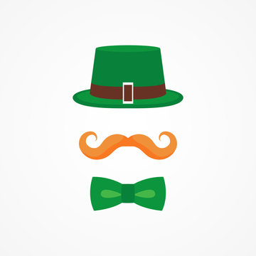 Vector flat design icon for Saint Patricks Day character leprechaun with green hat