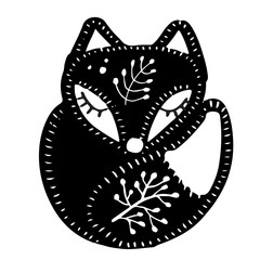 Fototapeta premium Cute little ethnic black ornamental fox