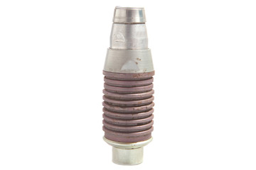 Grenade from grenade launcher isolated. Military ammunition