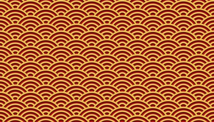 Red and golden clouds pattern, Chinese traditional oriental ornament background