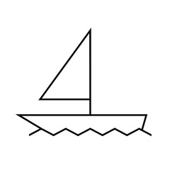 boat icon with a sail to the sea on a white background