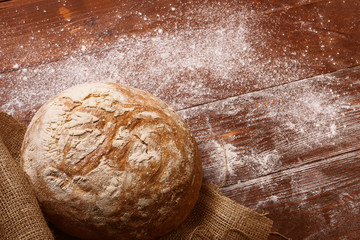sliced bread on a wooden table. fresh baking concept