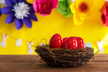 Happy easter decoration background.