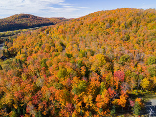Obraz premium Aerial view of some rural fall color landscape